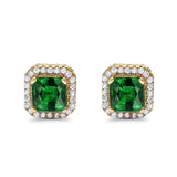 Stud Earrings Wedding Bridal Princess Simulated Cubic Zirconia Solid 925 Sterling Silver