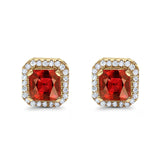 Stud Earrings Wedding Bridal Princess Simulated Cubic Zirconia Solid 925 Sterling Silver
