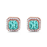 Stud Earrings Wedding Bridal Princess Simulated Cubic Zirconia Solid 925 Sterling Silver
