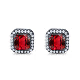 Stud Earrings Wedding Bridal Princess Simulated Cubic Zirconia Solid 925 Sterling Silver