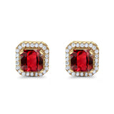Stud Earrings Wedding Bridal Princess Simulated Cubic Zirconia Solid 925 Sterling Silver