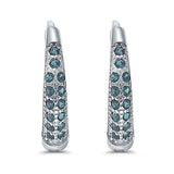 Eternity Huggie Hoop Earrings Channel Round Simulated CZ 925 Sterling Silver (14mm)