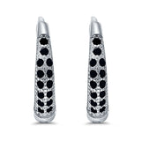 Eternity Huggie Hoop Earrings Channel Round Simulated CZ 925 Sterling Silver (14mm)