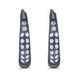 Eternity Huggie Hoop Earrings Channel Round Simulated CZ 925 Sterling Silver (14mm)