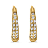 Eternity Huggie Hoop Earrings Channel Round Simulated CZ 925 Sterling Silver (14mm)