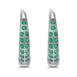 Eternity Huggie Hoop Earrings Channel Round Simulated CZ 925 Sterling Silver (14mm)