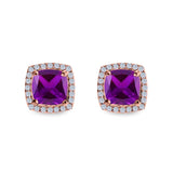 Cushion Cut Stud Earrings Simulated CZ 925 Sterling Silver