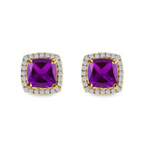 Cushion Cut Stud Earrings Simulated CZ 925 Sterling Silver