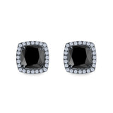 Cushion Cut Stud Earrings Simulated CZ 925 Sterling Silver