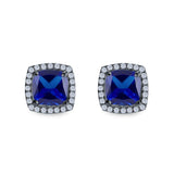 Cushion Cut Stud Earrings Simulated CZ 925 Sterling Silver