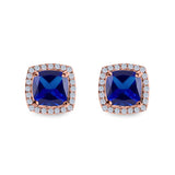 Cushion Cut Stud Earrings Simulated CZ 925 Sterling Silver