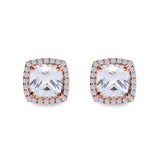 Cushion Cut Stud Earrings Simulated CZ 925 Sterling Silver