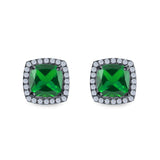 Cushion Cut Stud Earrings Simulated CZ 925 Sterling Silver