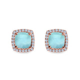 Cushion Cut Stud Earrings Simulated CZ 925 Sterling Silver