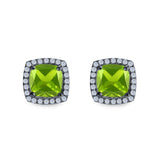 Cushion Cut Stud Earrings Simulated CZ 925 Sterling Silver