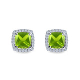 Cushion Cut Stud Earrings Simulated CZ 925 Sterling Silver