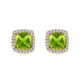 Cushion Cut Stud Earrings Simulated CZ 925 Sterling Silver