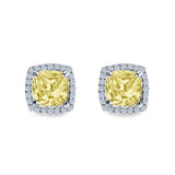 Cushion Cut Stud Earrings Simulated CZ 925 Sterling Silver