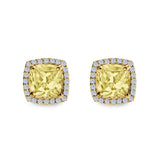 Cushion Cut Stud Earrings Simulated CZ 925 Sterling Silver