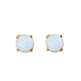 Round Solitaire Stud Earrings Lab Created Opal 925 Sterling Silver 7mm