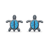 Turtle Stud Earrings Lab Created Opal 925 Sterling Silver
