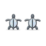 Turtle Stud Earrings Lab Created Opal 925 Sterling Silver