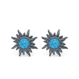 Sun Stud Earrings Created Opal 925 Sterling Silver (6.26mm)