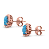 Bridal Engagement Earrings Cushion Lab Opal Simulated CZ 925 Sterling Silver