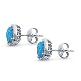 Bridal Engagement Earrings Cushion Lab Opal Simulated CZ 925 Sterling Silver