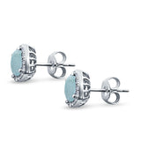 Bridal Engagement Earrings Cushion Lab Opal Simulated CZ 925 Sterling Silver