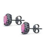 Bridal Engagement Earrings Cushion Lab Opal Simulated CZ 925 Sterling Silver