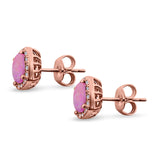 Bridal Engagement Earrings Cushion Lab Opal Simulated CZ 925 Sterling Silver