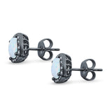 Bridal Engagement Earrings Cushion Lab Opal Simulated CZ 925 Sterling Silver