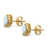 Bridal Engagement Earrings Cushion Lab Opal Simulated CZ 925 Sterling Silver
