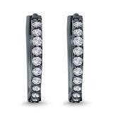 Half Eternity Simulated CZ Round Hoop Earrings 925 Sterling Silver (20mm)