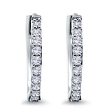Half Eternity Simulated CZ Round Hoop Earrings 925 Sterling Silver (20mm)