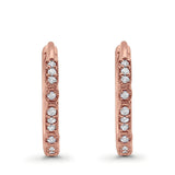 Art Deco Half Eternity Hoop Earrings Simulated CZ Round 925 Sterling Silver (20mm)