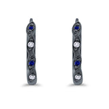 Huggie Hoop Earrings Round Simulated CZ 925 Sterling Silver (14mm)