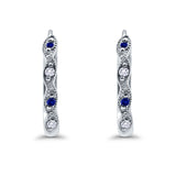 Huggie Hoop Earrings Round Simulated CZ 925 Sterling Silver (14mm)