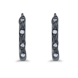 Huggie Hoop Earrings Round Simulated CZ 925 Sterling Silver (14mm)