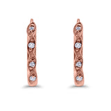 Huggie Hoop Earrings Round Simulated CZ 925 Sterling Silver (14mm)
