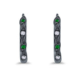 Huggie Hoop Earrings Round Simulated CZ 925 Sterling Silver (14mm)