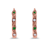 Huggie Hoop Earrings Round Simulated CZ 925 Sterling Silver (14mm)