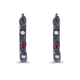 Huggie Hoop Earrings Round Simulated CZ 925 Sterling Silver (14mm)