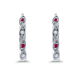 Huggie Hoop Earrings Round Simulated CZ 925 Sterling Silver (14mm)