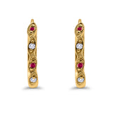 Huggie Hoop Earrings Round Simulated CZ 925 Sterling Silver (14mm)