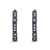 Half Eternity Hoop Earrings Simulated CZ Round 925 Sterling Silver (19mm)