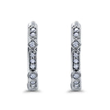 Half Eternity Hoop Earrings Simulated CZ Round 925 Sterling Silver (19mm)