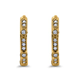 Half Eternity Hoop Earrings Simulated CZ Round 925 Sterling Silver (19mm)