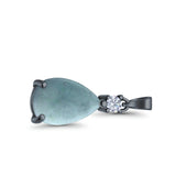 Pear Shape Lab Created Opal Simulated CZ 925 Sterling Silver Charm Pendant (21.5mm)